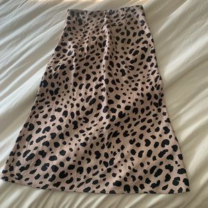 Cheetah Satin MIDI Skirt